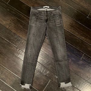 Flying Monkey Black Jagged Edge Hem Jeans with Front Seam Detail Size 28